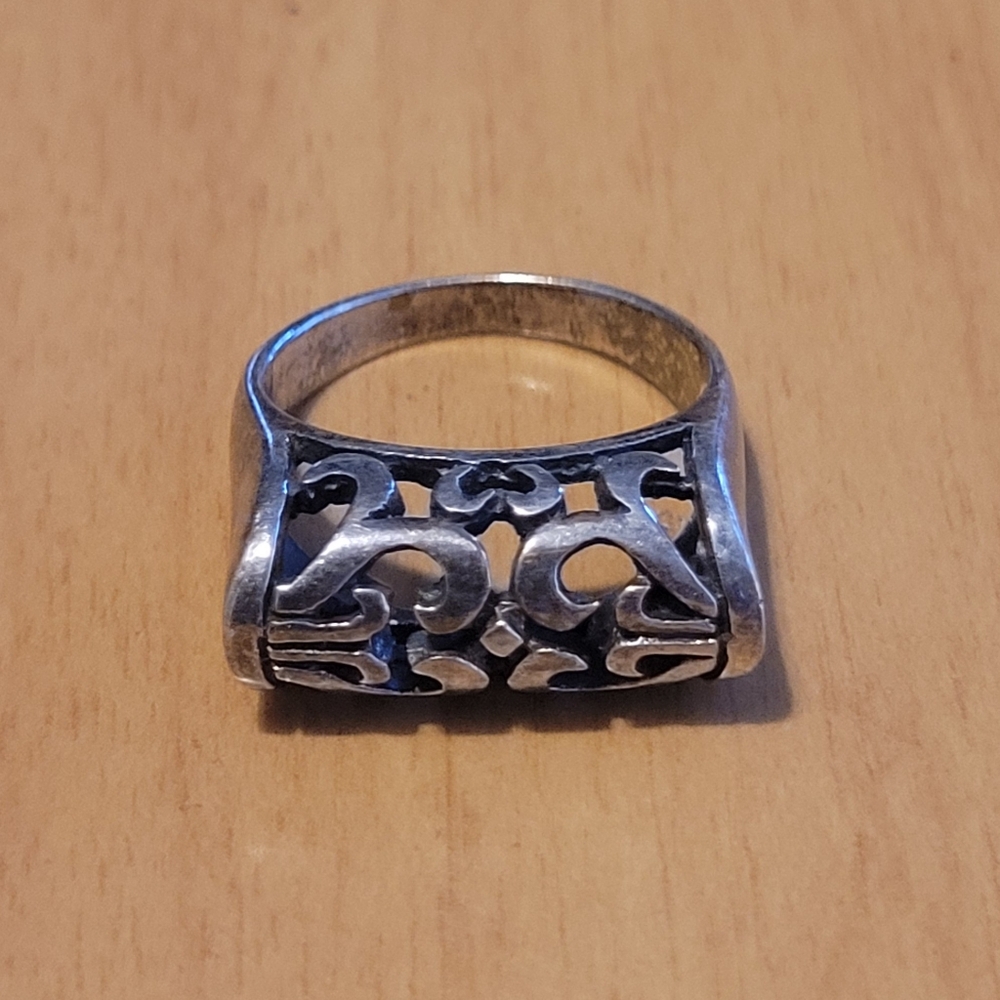 Sterling Silver 925 Scrolled Filigree Size 8 Heart Ring